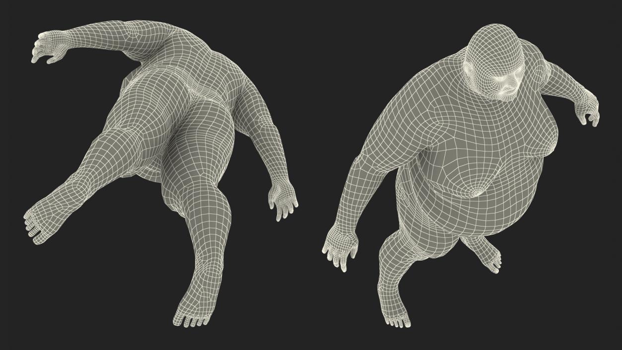 3D Naked Fat Man Fur Rigged 2