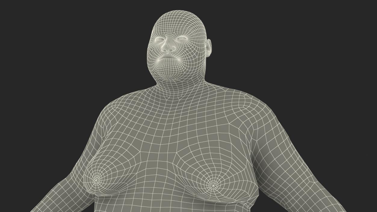 3D Naked Fat Man Fur Rigged 2