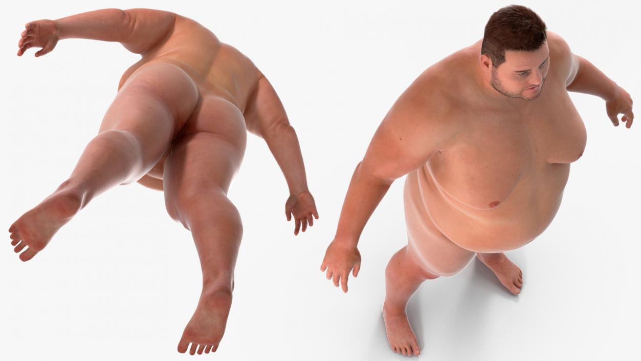 3D Naked Fat Man Fur Rigged 2