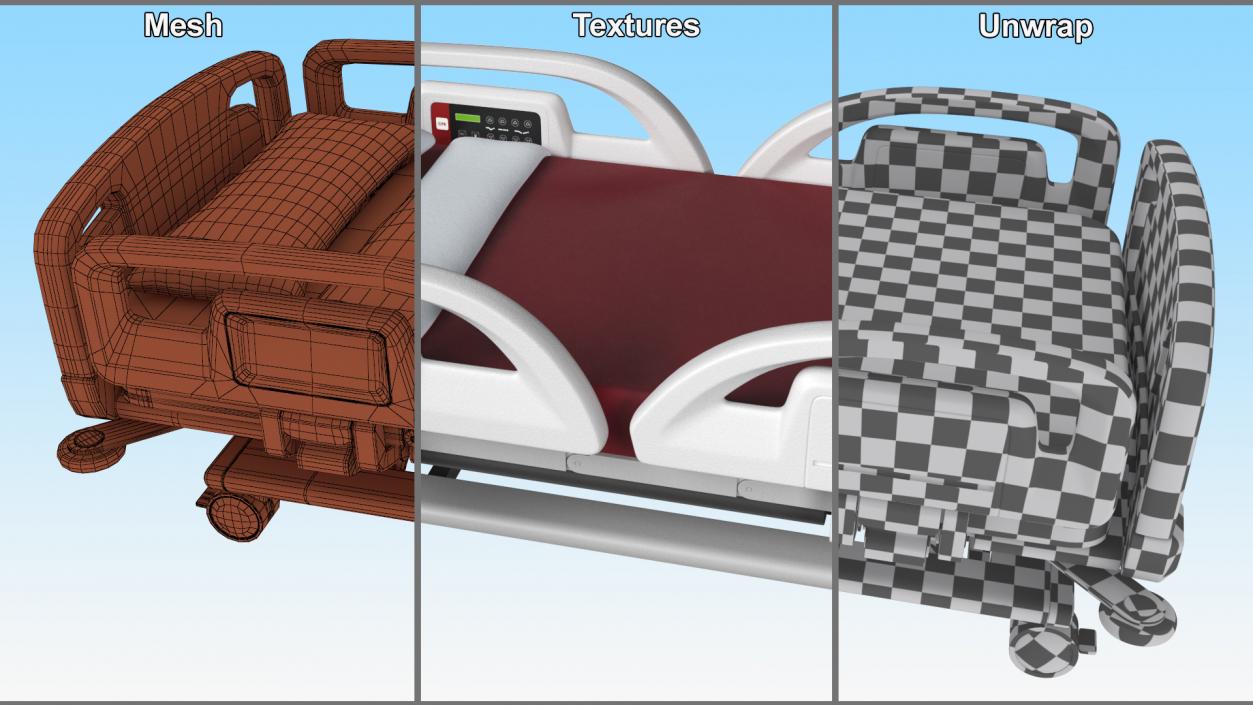 Smart Hospital Bed Rigged for Cinema 4D 3D model