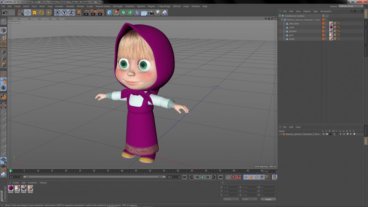 3D model Masha Cartoon Character T-Pose