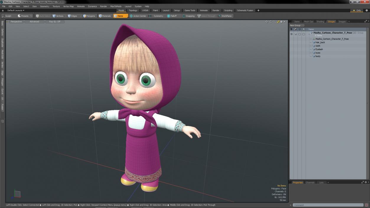 3D model Masha Cartoon Character T-Pose