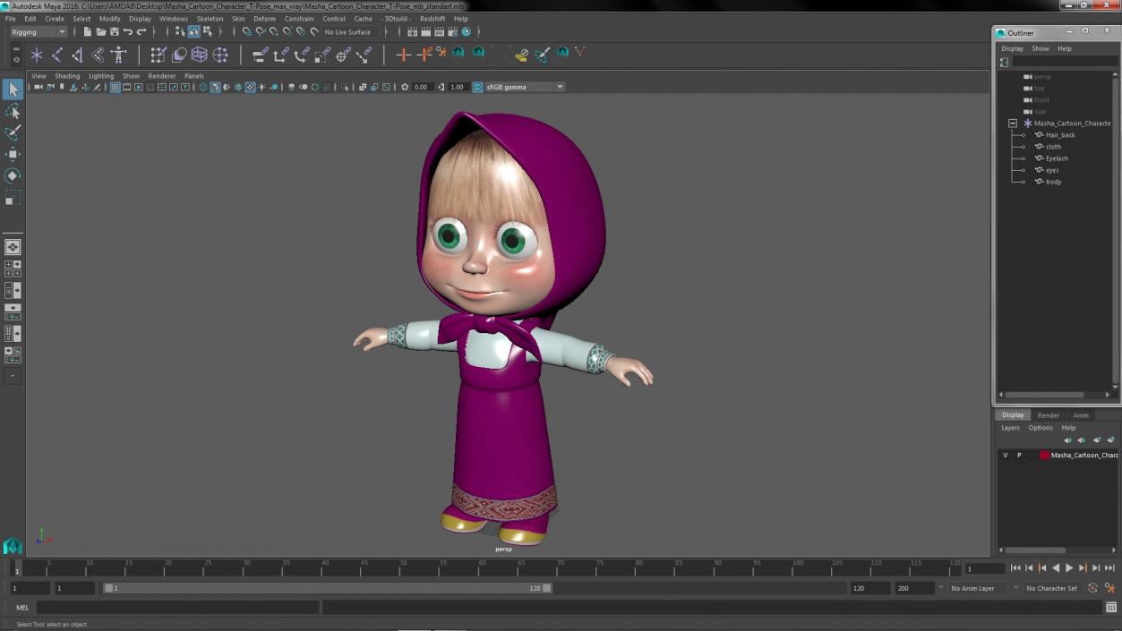 3D model Masha Cartoon Character T-Pose