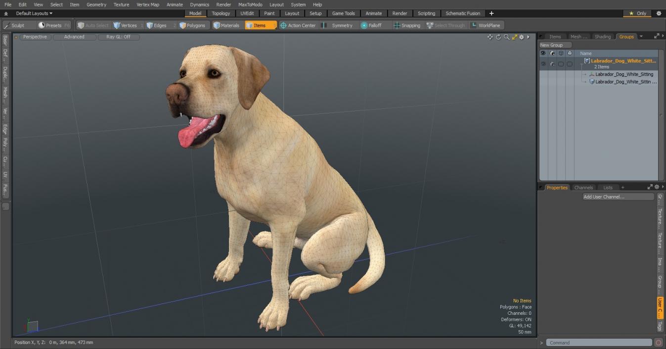 3D Labrador Dog White Sitting