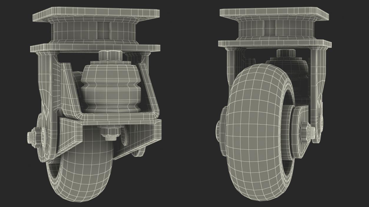 Poly Spring Loaded Swivel Castor 3D