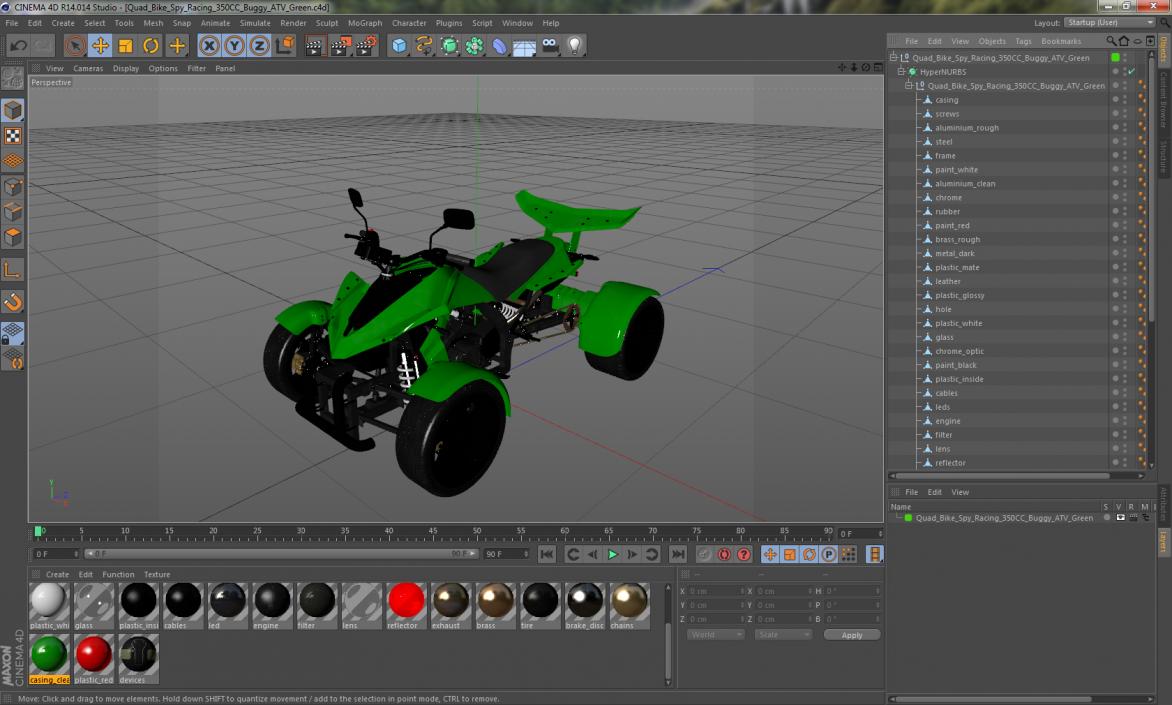 Quad Bike Spy Racing 350CC Buggy ATV Green 3D