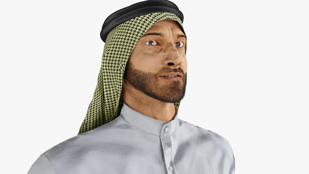 3D Arab Man with Traditional Arabic Hat