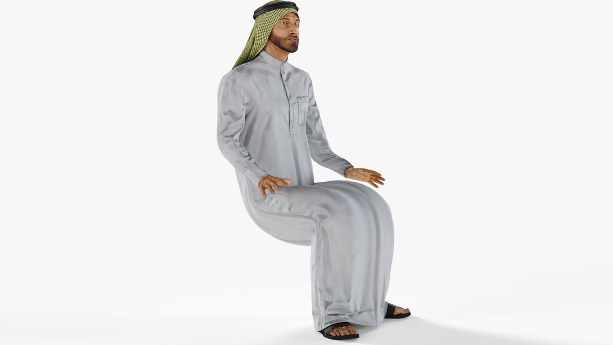 3D Arab Man with Traditional Arabic Hat