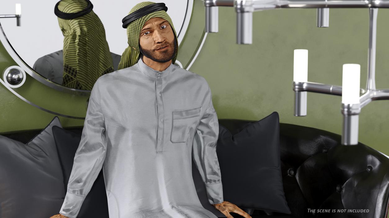 3D Arab Man with Traditional Arabic Hat