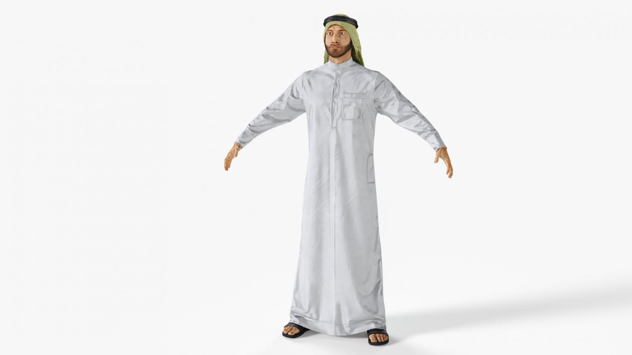 3D Arab Man with Traditional Arabic Hat