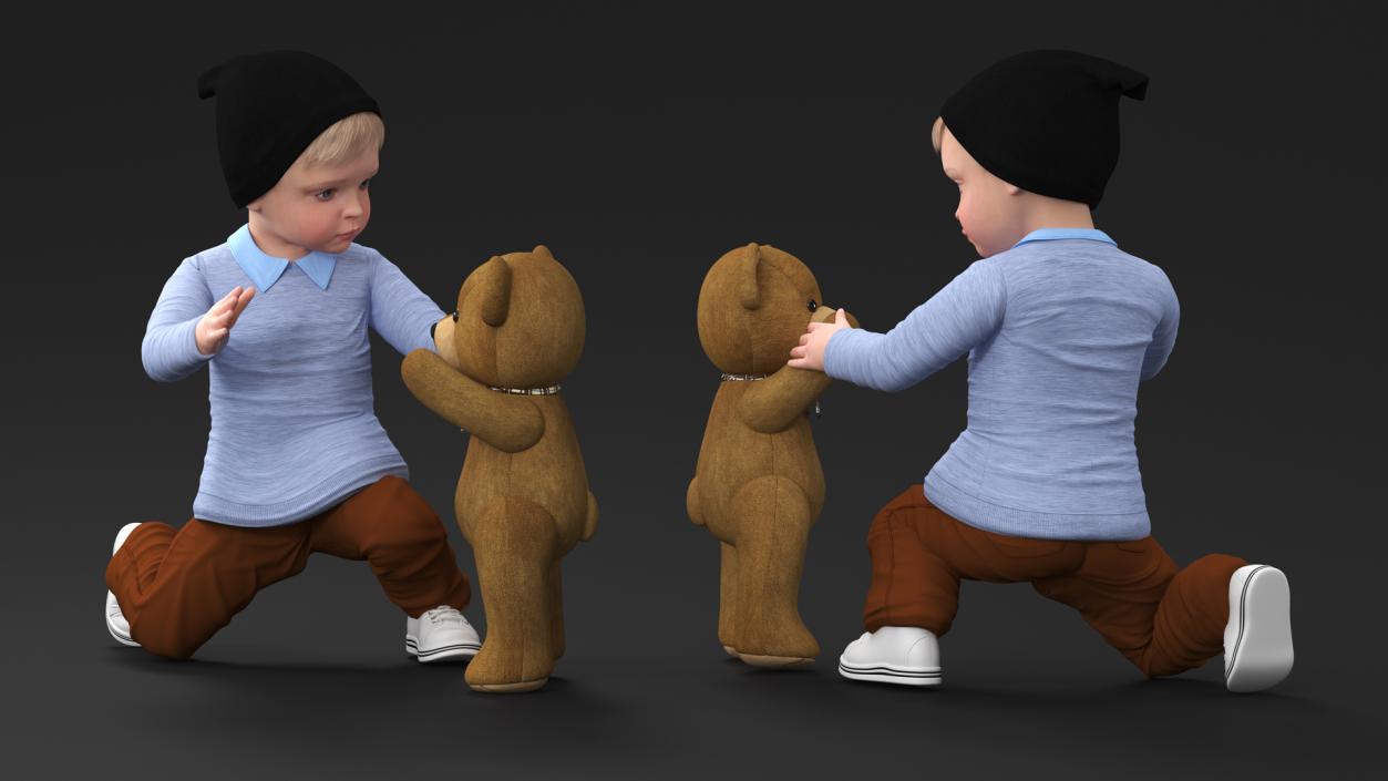 3D Kid and Stuffed Teddy Bear