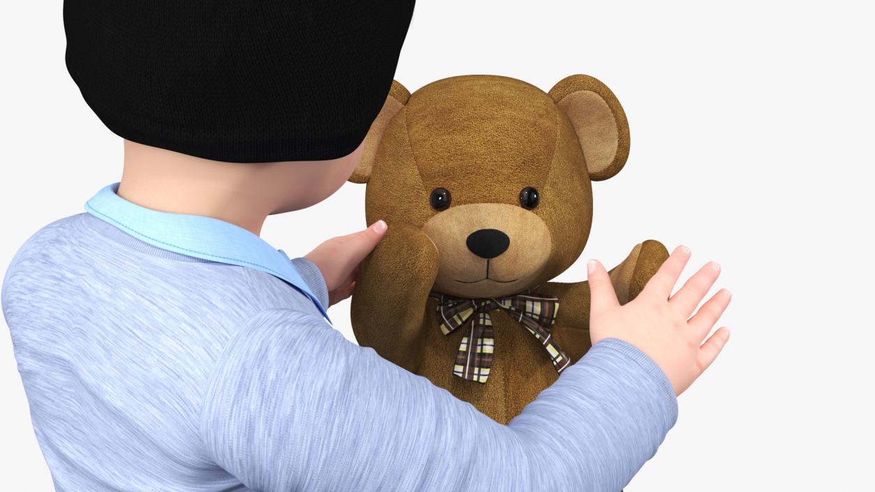 3D Kid and Stuffed Teddy Bear