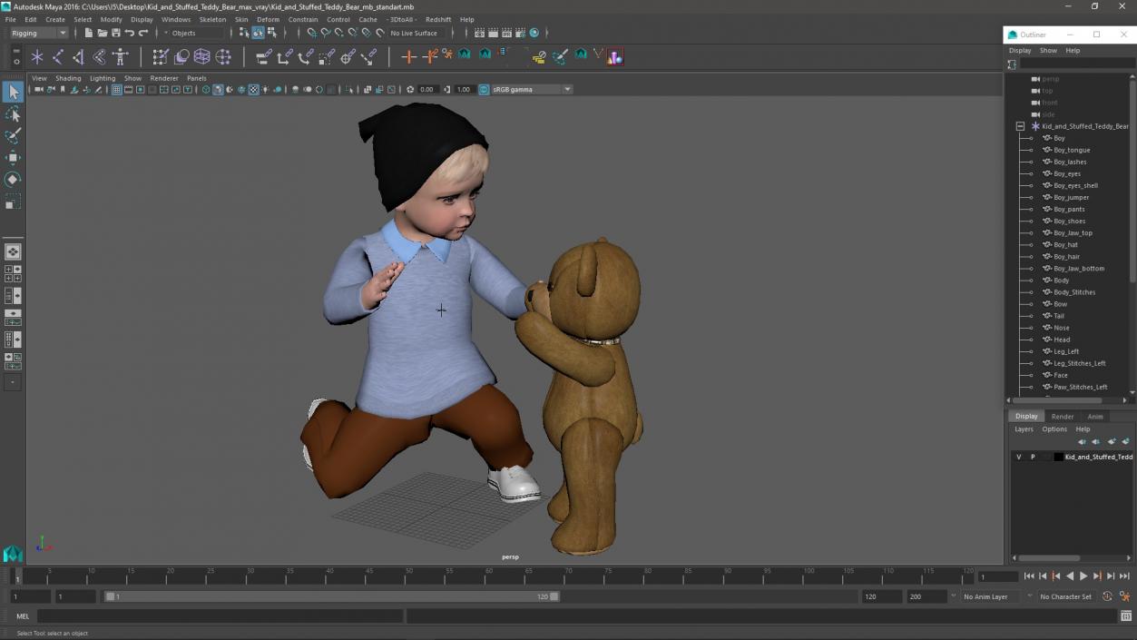 3D Kid and Stuffed Teddy Bear