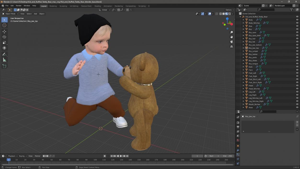 3D Kid and Stuffed Teddy Bear