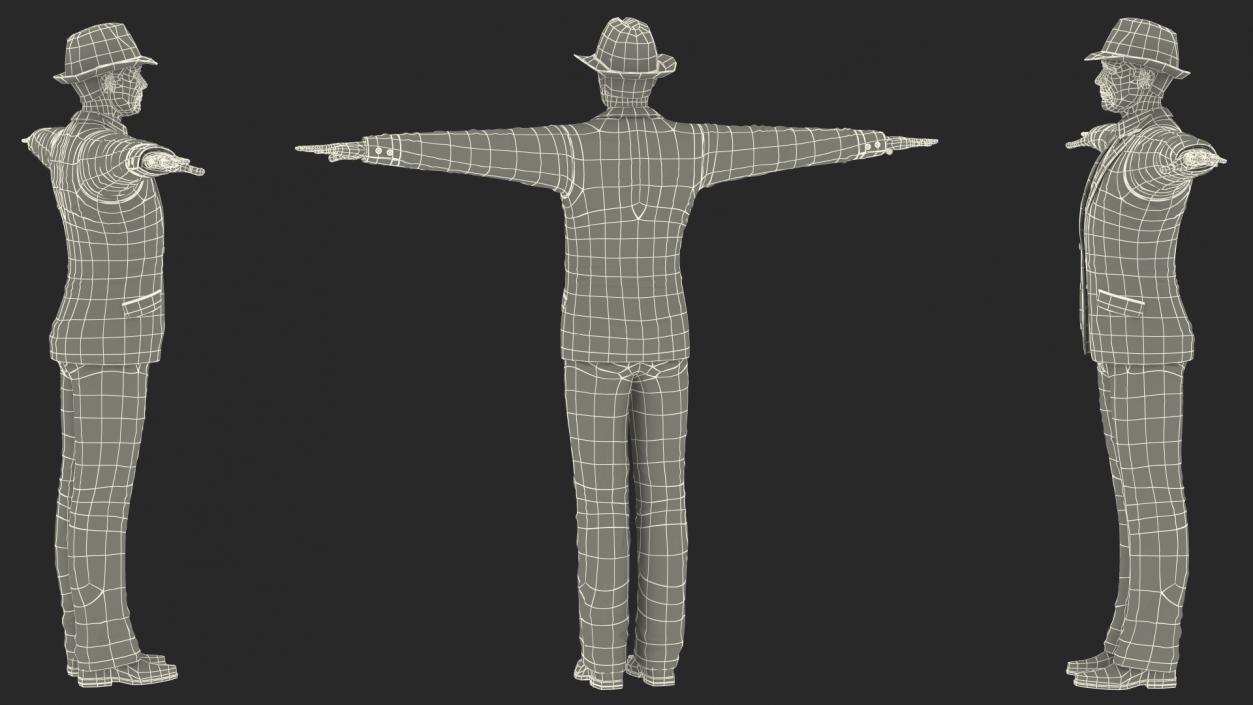 3D Elderly Man Leisure Suit Rigged