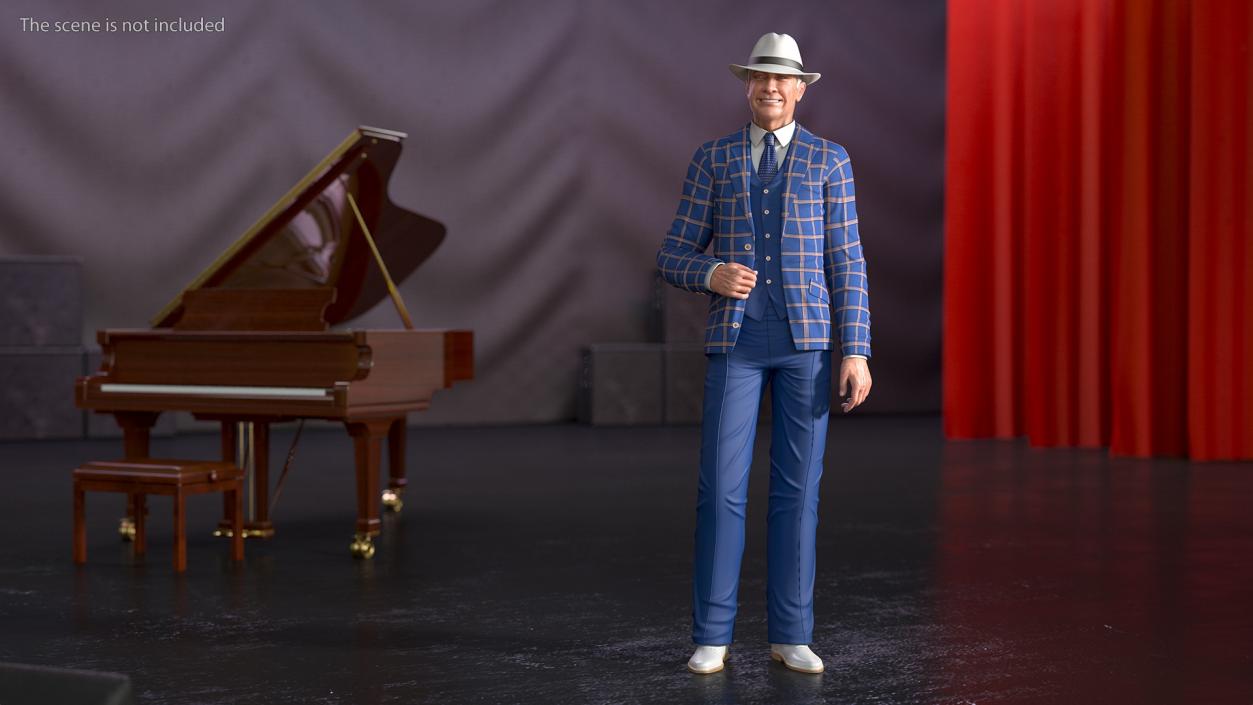 3D Elderly Man Leisure Suit Rigged