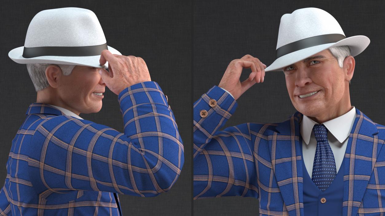 3D Elderly Man Leisure Suit Rigged