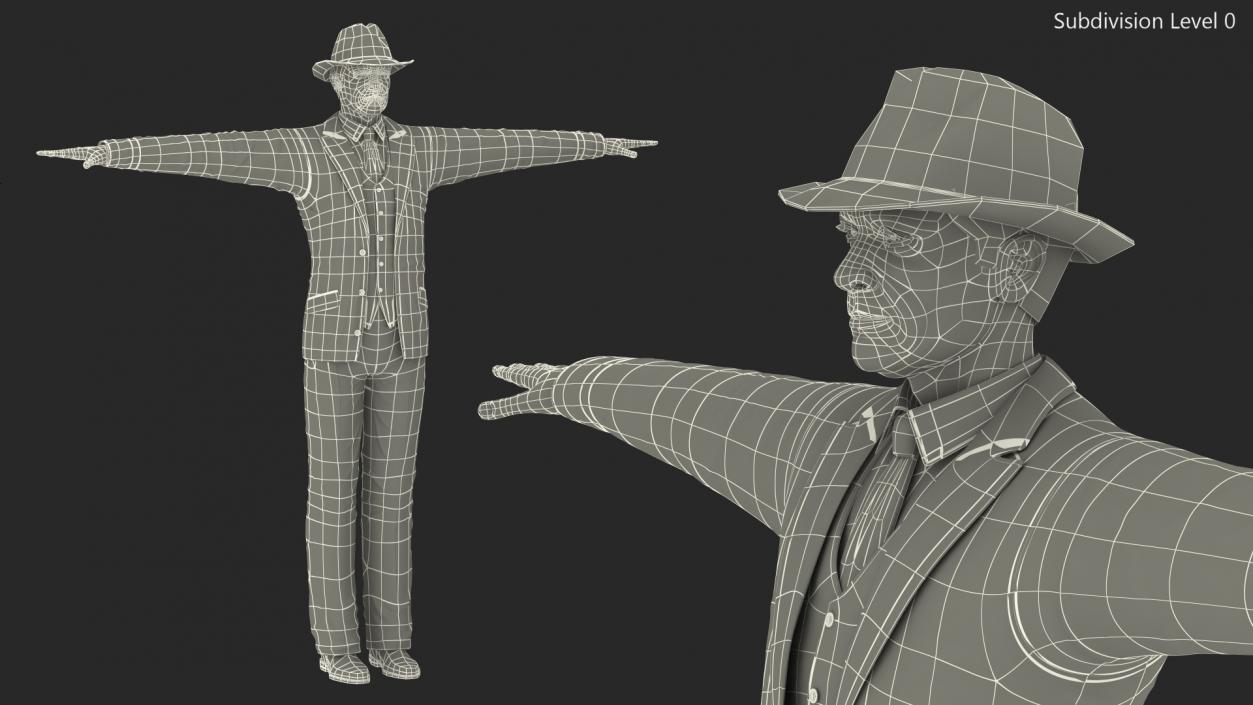 3D Elderly Man Leisure Suit Rigged