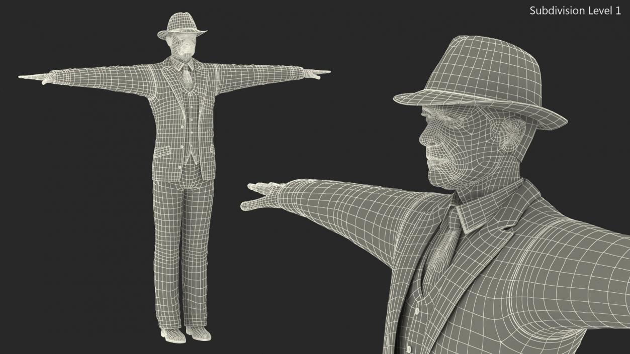 3D Elderly Man Leisure Suit Rigged