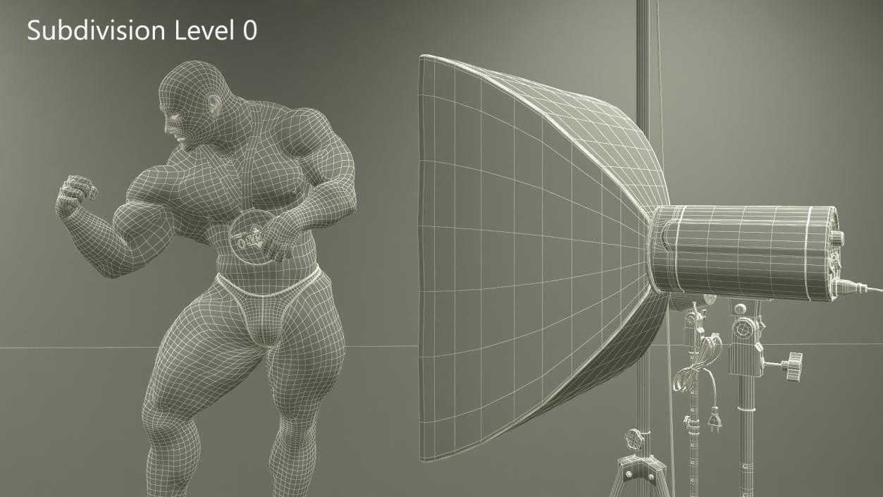 3D Bodybuilder Champion Posing in Studio Setup model