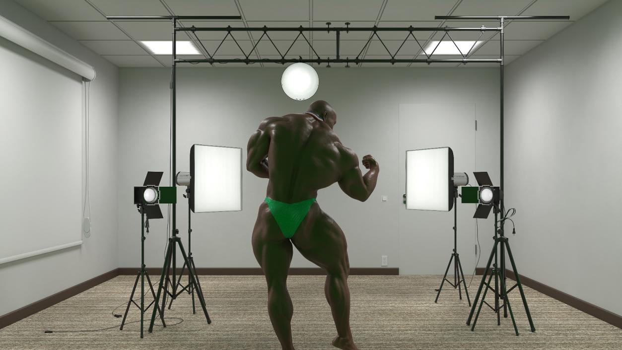 3D Bodybuilder Champion Posing in Studio Setup model