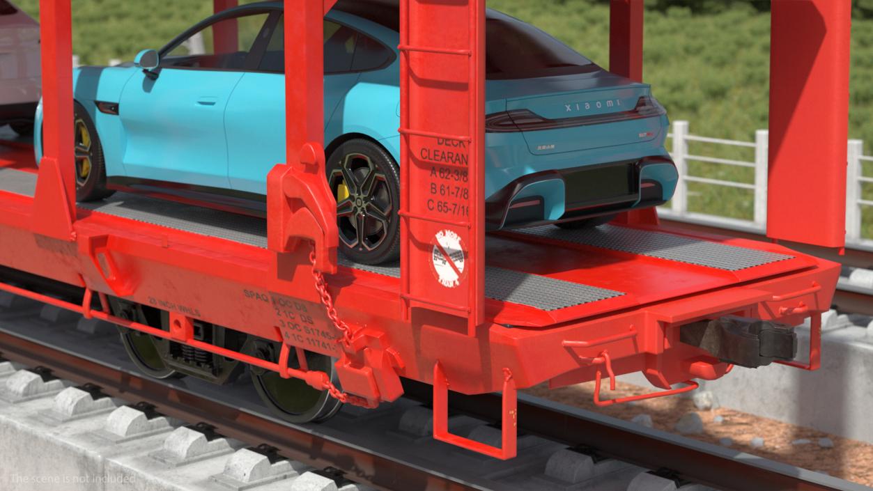 Autorack Train Car with Electric Cars 3D