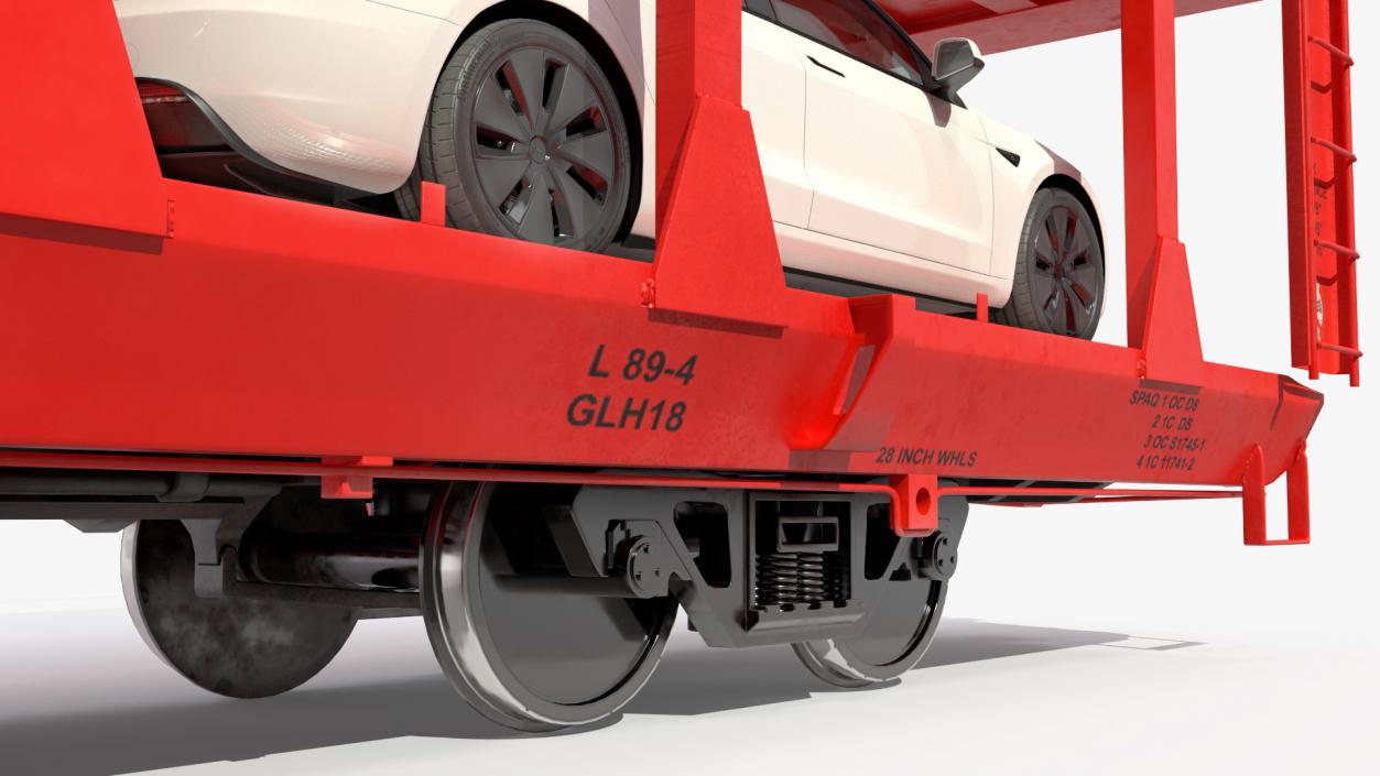 Autorack Train Car with Electric Cars 3D