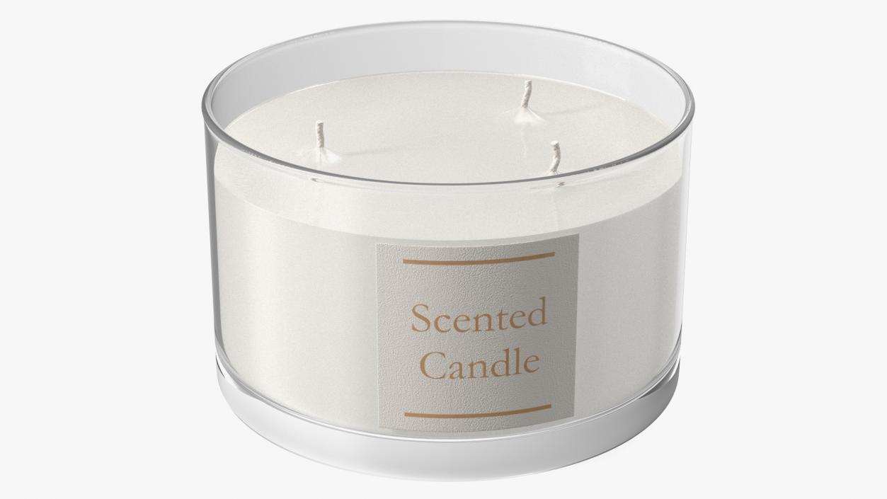 3D Scented Candle White with 3 Wicks model