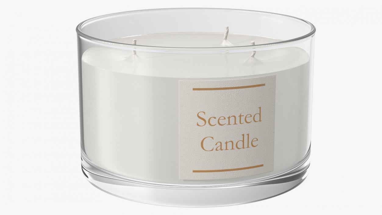 3D Scented Candle White with 3 Wicks model