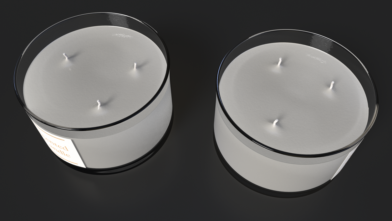 3D Scented Candle White with 3 Wicks model