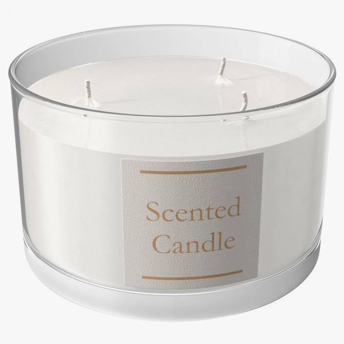 3D Scented Candle White with 3 Wicks model