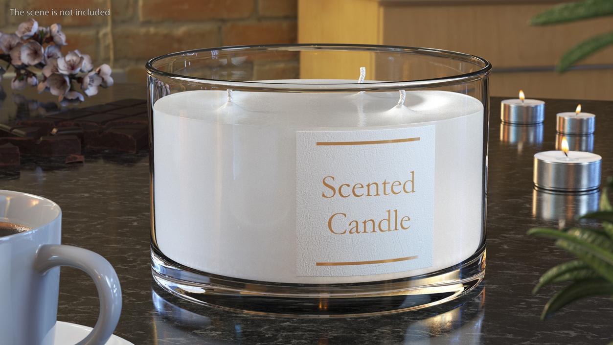 3D Scented Candle White with 3 Wicks model