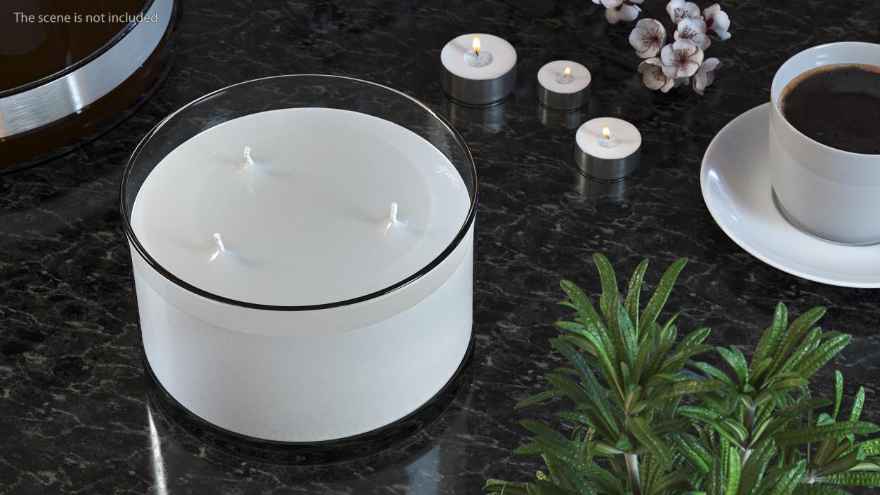 3D Scented Candle White with 3 Wicks model