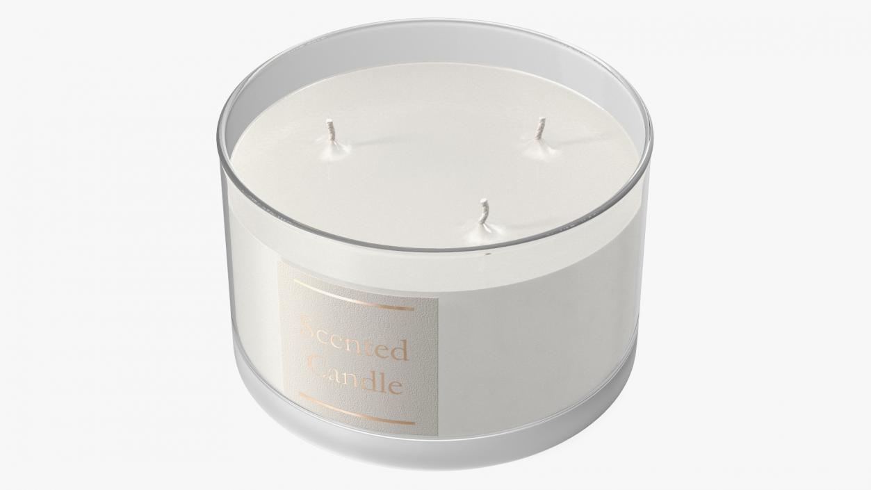 3D Scented Candle White with 3 Wicks model