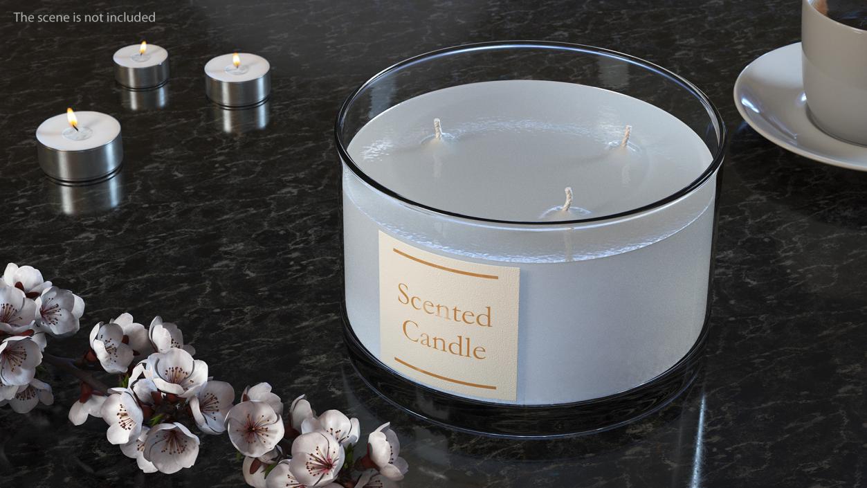 3D Scented Candle White with 3 Wicks model