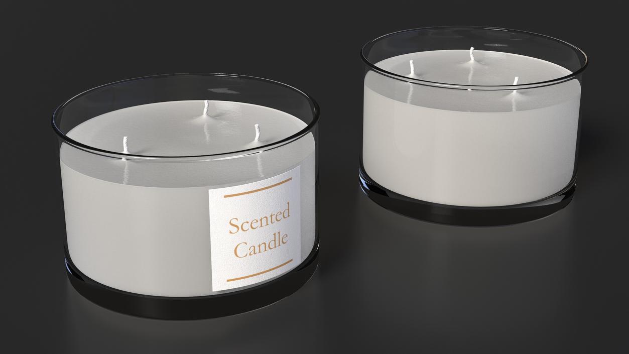 3D Scented Candle White with 3 Wicks model