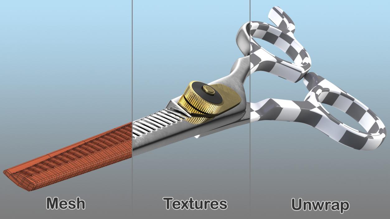 Barber Thinning Shears 3D