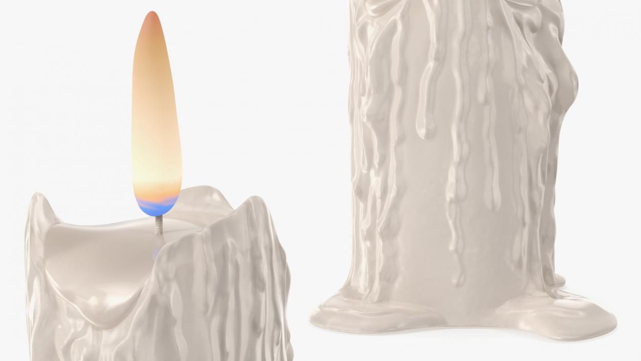 3D model Burning Candle White