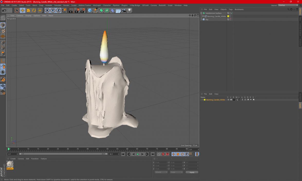 3D model Burning Candle White