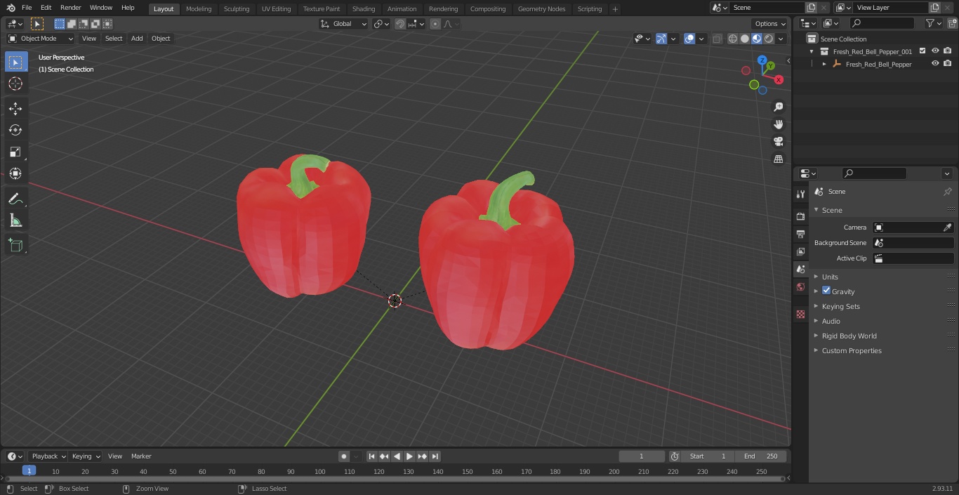 3D Fresh Red Bell Pepper