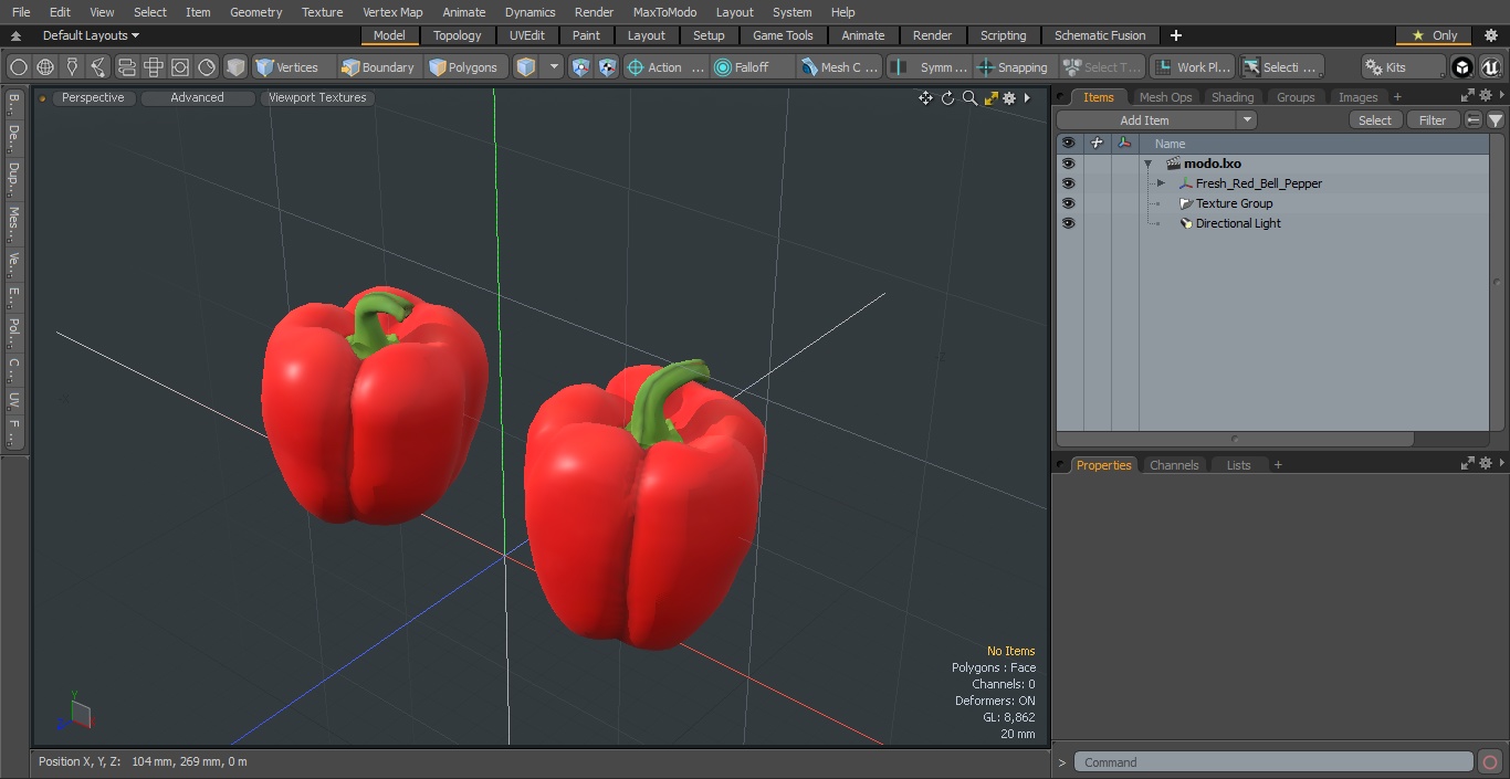 3D Fresh Red Bell Pepper