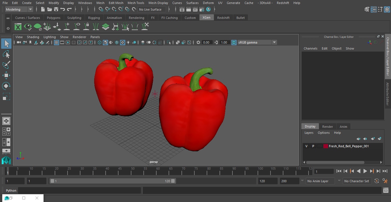 3D Fresh Red Bell Pepper