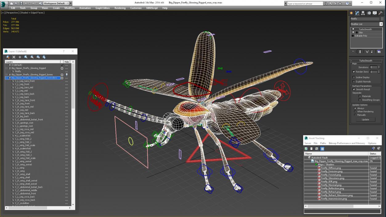 3D Big Dipper Firefly Glowing Rigged model