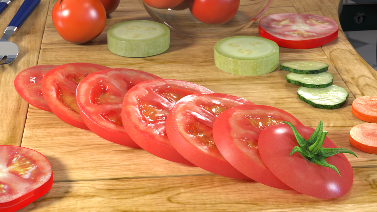 Sliced Tomato Lying 3D model