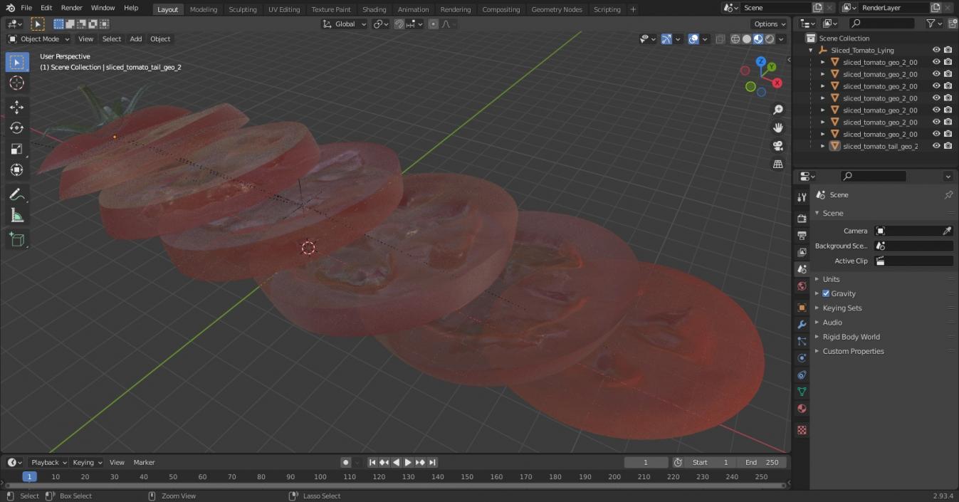 Sliced Tomato Lying 3D model