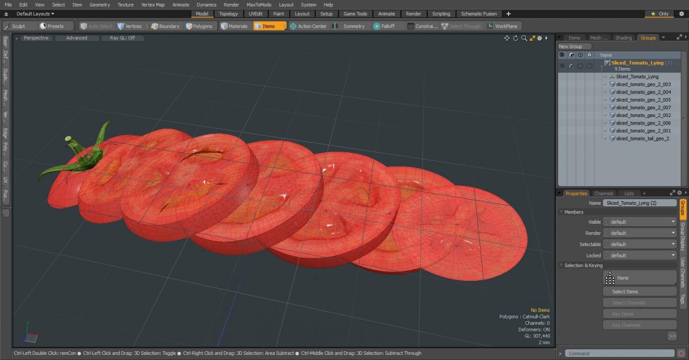 Sliced Tomato Lying 3D model