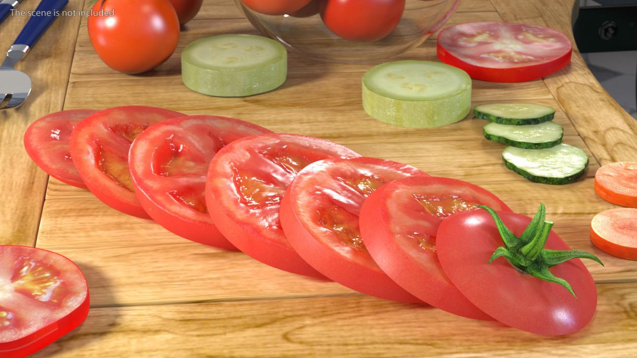 Sliced Tomato Lying 3D model