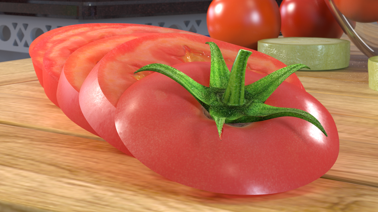 Sliced Tomato Lying 3D model