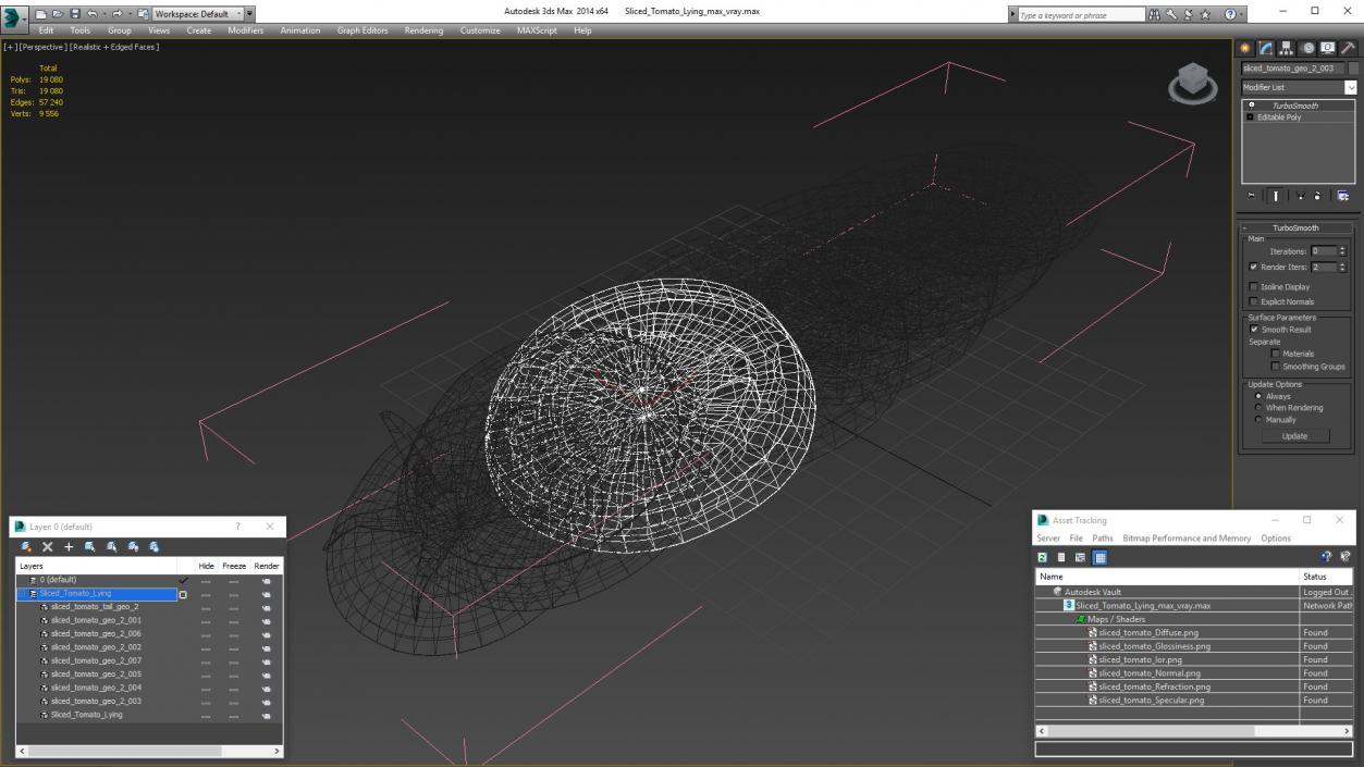 Sliced Tomato Lying 3D model