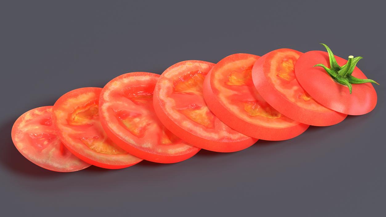 Sliced Tomato Lying 3D model